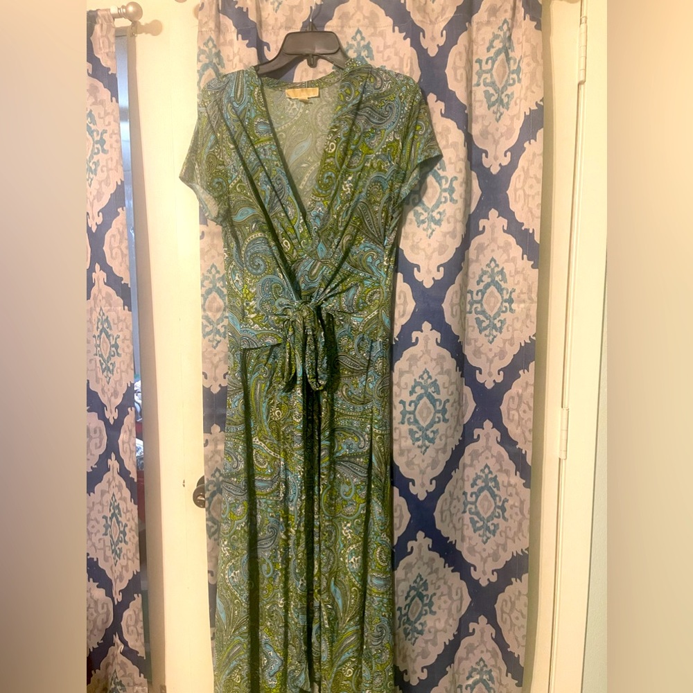 Michael Kors Collection Green and Blue Paisley Maxi Dress
